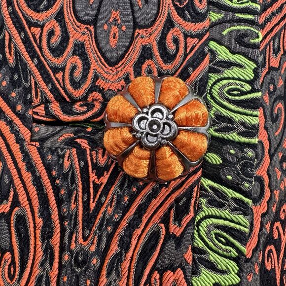 An Ren NY Womens Jacket M Paisley Jacquard Flower Artsy Old Money Uptown Chic - Picture 5 of 16